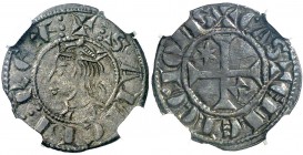 Sancho IV (1284-1295). Toledo. Meaja coronada. (AB. 314, como seisén, cita este ejemplar) (M.M. S4:6.44) (V.Q. 5496, mismo ejemplar). 0,78 g. Atractiv...