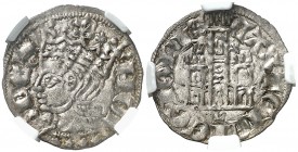 Alfonso XI (1312-1350). León. Cornado. (AB. 338.1) (M.M. A11:2.5). Mínimo defecto de cospel. Vellón rico. Encapsulada. EBC-.