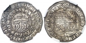 Juan I (1379-1390). Sevilla. Real. (AB. 539.1). 3,40 g. Bella. Preciosa pátina. En cápsula de la NGC como AU55, nº 4701717-002. Escasa así. EBC+.