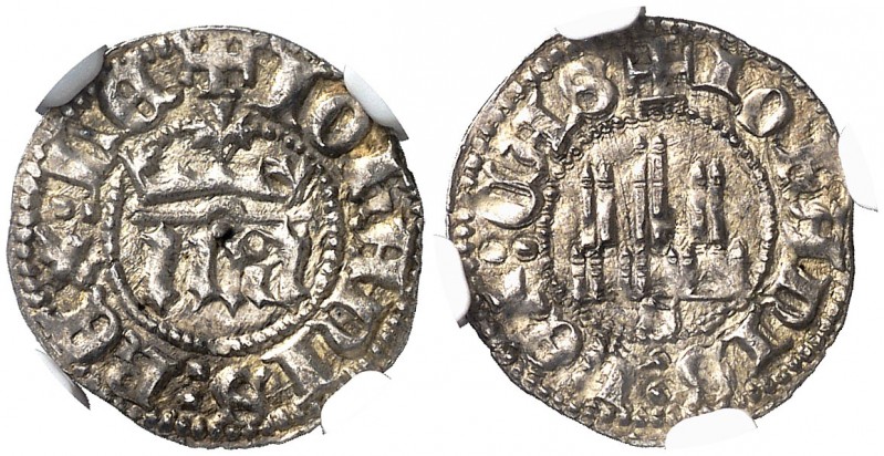 Juan I (1379-1390). Sevilla. Sexto de real. (AB. 543). 0,58 g. Bella. En cápsula...