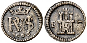 1606. Felipe III. Segovia. 1 maravedí. (AC. 114, mismo ejemplar) (J.S. D-276). 0,90 g. Acueducto vertical. Bella. Encapsulada. Ex Colección Javier Ver...