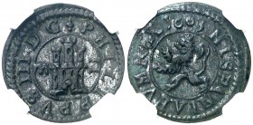 1603. Felipe III. Segovia. 2 maravedís. (AC. 185) (J.S. D-261). Acueducto horizontal. Atractiva. Encapsulada. EBC-.