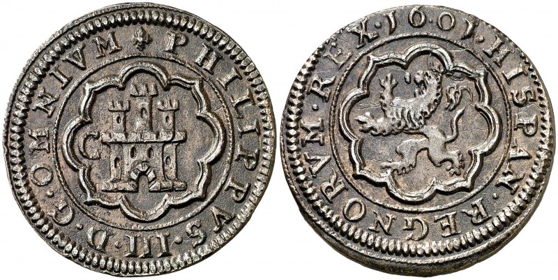 1601. Felipe III. Segovia. C. 4 maravedís. (AC. 254) (J.S. C-26). 6,50 g. Buen e...