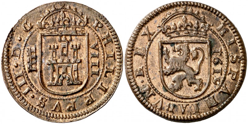1619. Felipe III. Segovia. 8 maravedís. (AC. 339) (J.S. D-231). 5,83 g. Muy bell...