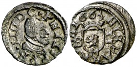 1663. Felipe IV. M (Madrid). S. 2 maravedís. (AC. 146) (J.S. M-468). 0,59 g. Buen ejemplar. Ex Colección de monedas de cobre, Áureo 21/10/2003, nº 677...