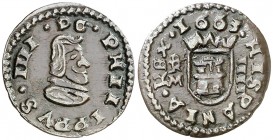 1663. Felipe IV. Trujillo. M. 4 maravedís. (AC. 284) (J.S. M-769). 0,96 g. Atractiva. Encapsulada. Escasa y más así. EBC-.