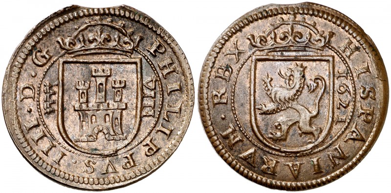 1621. Felipe IV. Segovia. 8 maravedís. (AC. 385, mismo ejemplar) (J.S. F-269). 6...