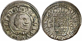 1663. Felipe IV. Burgos. R. 16 maravedís. (AC. 440) (J.S. M-4). 4 g. Atractiva. Encapsulada. Ex Colección Isabel de Trastámara 25/05/2017, nº 70. EBC-...