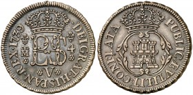 1739. Felipe V. Madrid. 4 maravedís. (AC. 87, mismo ejemplar). 7,15 g. Prueba no adoptada. Bella. Encapsulada. Ex Colección Isabel de Trastámara 27/05...