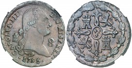 1795. Carlos IV. Segovia. 8 maravedís. (AC. 72). Atractiva. Encapsulada. EBC-.