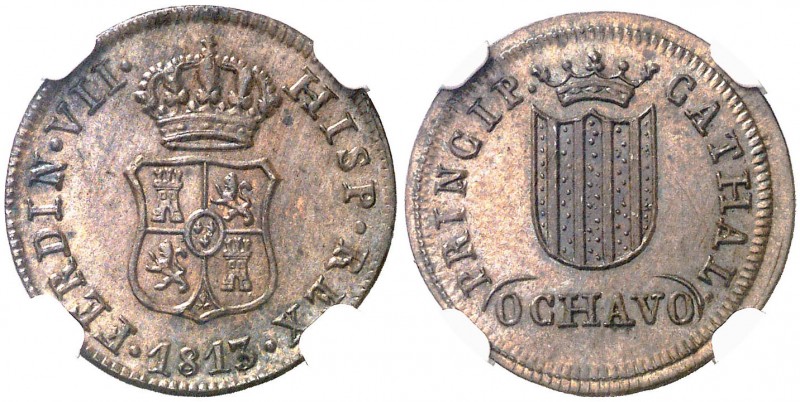 1813. Fernando VII. Catalunya (Mallorca). 1 ochavo. (AC. 1). 3 recto. Muy bella....