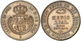 1850. Isabel II. Jubia. 1/2 real = 5 décimas. (AC. 149, mismo ejemplar) (Casal Fernández & Núñez Meneses 156, mismo ejemplar). 20,21 g. Levísimas marq...