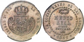 1851. Isabel II. Segovia. 1/2 real = 5 décimas. (AC. 156). Atractiva. Encapsulada. EBC/EBC-.