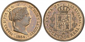 1854. Isabel II. Segovia. 10 céntimos de real. (AC. 170). 3,92 g. Bellísima. Pleno brillo original. Parece una prueba. En cápsula de la NGC como PF64 ...