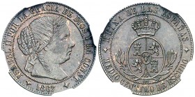 1867. Isabel II. Jubia. OM. 1/2 céntimo de escudo. (AC. 203). Bella. Encapsulada. S/C-.