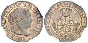 1866. Isabel II. Segovia. OM. 1/2 céntimo de escudo. (AC. 208). Atractiva. Encapsulada. EBC/EBC+.