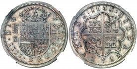 1666. Felipe IV. Segovia. . 4 reales. Prueba de la Escuela de Grabadores del s. XIX. Encapsulada. Rara. EBC+.