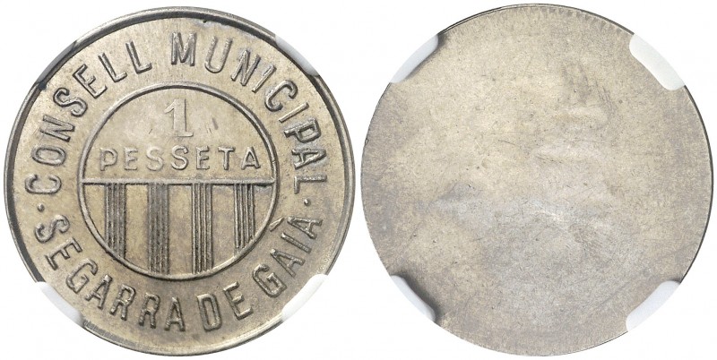 Segarra de Gaià. 1 peseta. (AC. 37). En cápsula de la NGC como MS63, nº 2635433-...