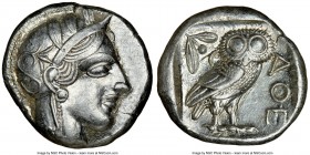 ATTICA. Athens. Ca. 440-404 BC. AR tetradrachm (24mm, 17.17 gm, 10h). NGC AU 5/5 - 4/5. Mid-mass coinage issue. Head of Athena right, wearing crested ...