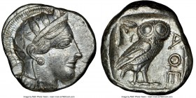 ATTICA. Athens. Ca. 440-404 BC. AR tetradrachm (25mm, 17.18 gm, 9h). NGC AU 5/5 - 4/5. Mid-mass coinage issue. Head of Athena right, wearing crested A...