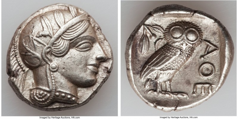 ATTICA. Athens. Ca. 440-404 BC. AR tetradrachm (24mm, 17.18 gm, 10h). AU. Mid-ma...