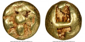 IONIA. Ephesus. Ca. 600-550 BC. EL third-stater or trite (12mm, 4.65 gm). NGC Choice Fine 4/5 - 4/5. 'Primitive' bee, viewed from above / Two incuse s...