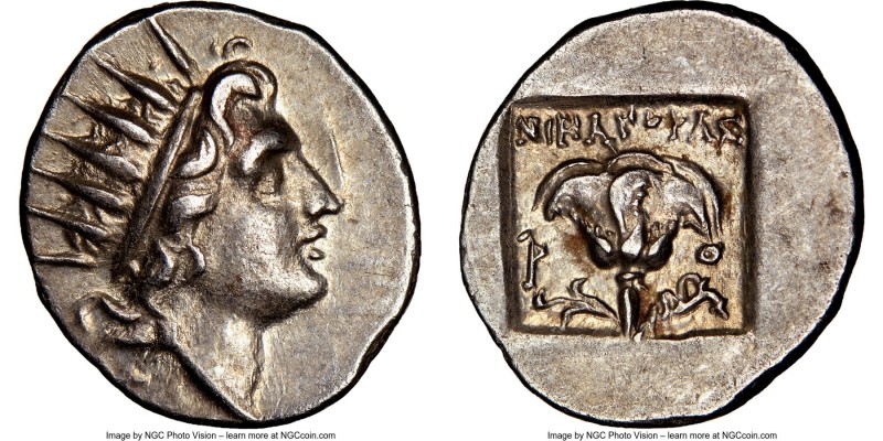 CARIAN ISLANDS. Rhodes. Ca. 88-84 BC. AR drachm (16mm, 11h). NGC Choice AU. Plin...