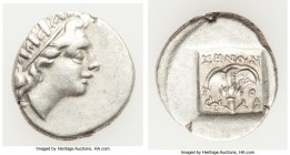 CARIAN ISLANDS. Rhodes. Ca. 88-84 BC. AR drachm (15mm, 2.47 gm, 11h). Choice VF. Plinthophoric standard, Zenon, magistrate. Radiate head of Helios rig...