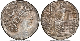 SELEUCID KINGDOM. Philip I Philadelphus (ca. 95/4-76/5 BC). AR tetradrachm (27mm, 12h). NGC Choice AU. Posthumous issue of Antioch on the Orontes unde...