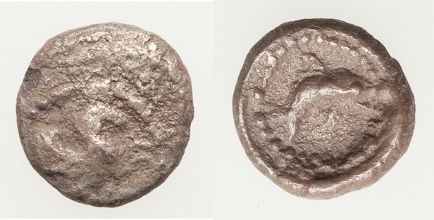 PHOENICIA. Tyre. Ca. 425-333 BC. AR 1/48 shekel (7mm, 0.24 gm, 6h). Fine. Winged...