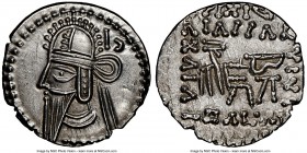 PARTHIAN KINGDOM. Vologases VI (AD 207-222). AR drachm (19mm, 3.62 gm, 12h). NGC MS 5/5 - 4/5. Ecbatana. Diademed bust of Vologases VI left, wearing p...