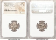 L. Calpurnius Piso Caesoninus and Q. Servilius Caepio (ca. 100 BC). AR denarius (18mm, 3.92 gm, 12h). NGC MS 5/5 - 4/5. Rome. PISO•CAEPIO•Q, laureate ...