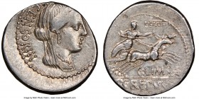 L. Censorinus, P. Crepusius and C. Limetanus (82 BC). AR denarius (19mm, 7h). NGC XF. Rome. L•CENSORIN, diademed, draped, veiled bust of Venus right /...