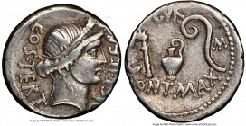 Julius Caesar, as Dictator (49-44 BC). AR denarius (18mm, 3h). NGC VF. North Africa (Utica?), 46 BC. COS•TERT-DICT•ITER, head of Ceres right, wreathed...