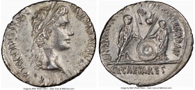 Augustus (27 BC-AD 14). AR denarius (21mm, 3.35 gm, 7h). NGC Choice XF 4/5 - 2/5. Lugdunum, 2 BC-AD 4. CAESAR AVGVSTVS-DIVI F PATER PATRIAE, laureate ...