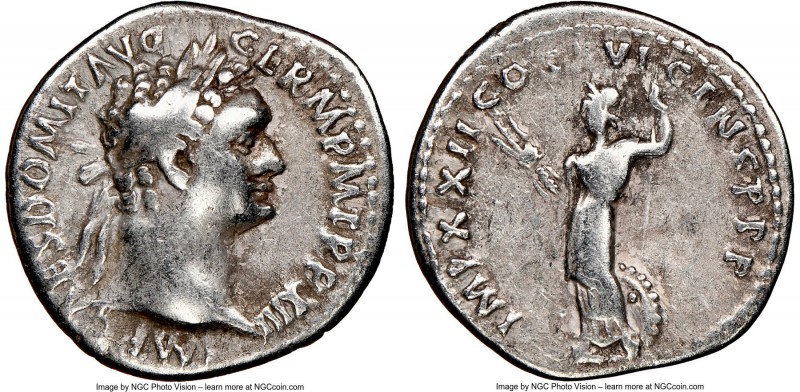 Domitian (AD 81-96). AR denarius (19mm, 6h). NGC Choice Fine. Rome, AD 86. IMP C...