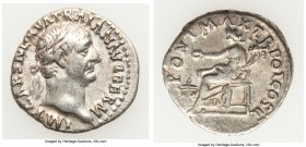 Trajan (AD 98-117). AR denarius (18mm, 3.00 gm, 6h). Choice Fine. Rome, AD 98-99. IMP CAES NERVA TRAIAN AVG GERM, laureate head of Trajan right / PONT...
