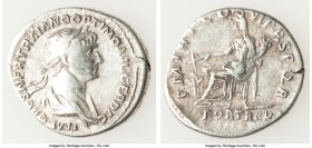 Trajan (AD 98-117). AR denarius (20mm, 3.40 gm, 6h). Fine. Rome, AD 114-116. IMP CAES NER TRAIANO OPTIMO AVG GER DAC, laureate, draped bust of Trajan ...