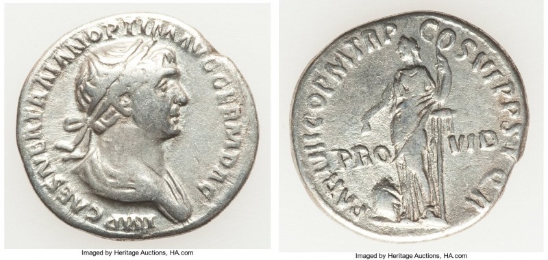Trajan (AD 98-117). AR denarius (19mm, 3.12 gm, 6h). Choice Fine. Rome, AD 114-1...