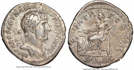 Hadrian (AD 117-138). AR denarius (19mm, 7h). NGC VF. Rome, AD 119-122. IMP CAESAR TRAIAN-HADRIANVS AVG, laureate, draped bust of Hadrian right / P M ...