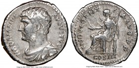Hadrian (AD 117-138). AR denarius (18mm, 6h). NGC VF. HADRIANVS-AVGVSTVS, bare head, draped, and cuirassed bust of Hadrian left / INDVLGENT-I-A AVG P ...