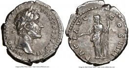 Antoninus Pius (AD 138-161). AR denarius (18mm, 5h). NGC Choice VF. Rome, AD 160. ANTONINVS AVG PIVS P P TR P XXIII, laureate head of Antoninus Pius r...
