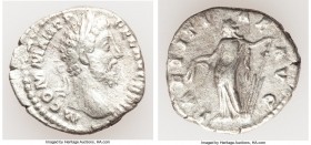 Commodus (AD 177-192). AR denarius (18mm, 2.74 gm, 12h). VF. M COMM ANT P FEL AVG BRIT, laureate head of Commodus right / LAETITIAE AVG, Laetitia stan...