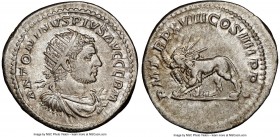 Caracalla (AD 198-217). AR antoninianus (23mm, 5.19 gm, 12h). NGC Choice XF 5/5 - 3/5, bent. Rome, AD 216. ANTONINVS PIVS AVG GERM, laureate head of C...