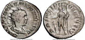 Hostilian, as Caesar (AD 250-251). AR antoninianus (21mm, 4.32 gm, 6h). NGC XF 3/5 - 4/5. Rome, AD 251. C VALENS HOSTIL MES QVINTVS N C, radiate, drap...
