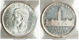 George VI "Royal Visit" Dollar 1939 MS65 ICCS, Royal Canadian mint, KM38. One year type. 

HID09801242017

© 2020 Heritage Auctions | All Rights R...