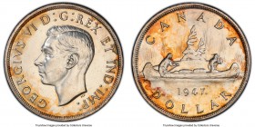 George VI "Maple Leaf - Doubled HP" Dollar 1947 AU Details (Cleaned) PCGS, Royal Canadian mint, KM37. Auction tag included. 

HID09801242017

© 20...
