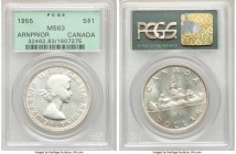 Elizabeth II "Arnprior" Dollar 1955 MS63 PCGS, Royal Canadian mint, KM54. Arnprior with 1-1/2 water lines* and die break.

HID09801242017

© 2020 ...
