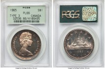 Elizabeth II Prooflike "Large Beads - Blunt 5" Dollar 1965 PL66 PCGS, Royal Canadian mint, KM64.1. Type 3, Large beads, blunt 5.

HID09801242017

...