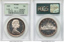 Elizabeth II Prooflike "Large Beads - Blunt 5" Dollar 1965 PL66 PCGS, Royal Canadian mint, KM64.1. Type 3, Large beads, blunt 5.

HID09801242017

...